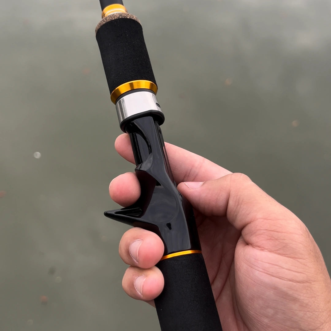Melhor vara de pesca de carbono com detalhes de cortiça